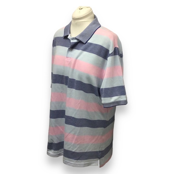 Saddlebred Traveler Classic Fit AdaptiveCool Mens Short Sleeve Stripe Polo - Picture 3 of 12